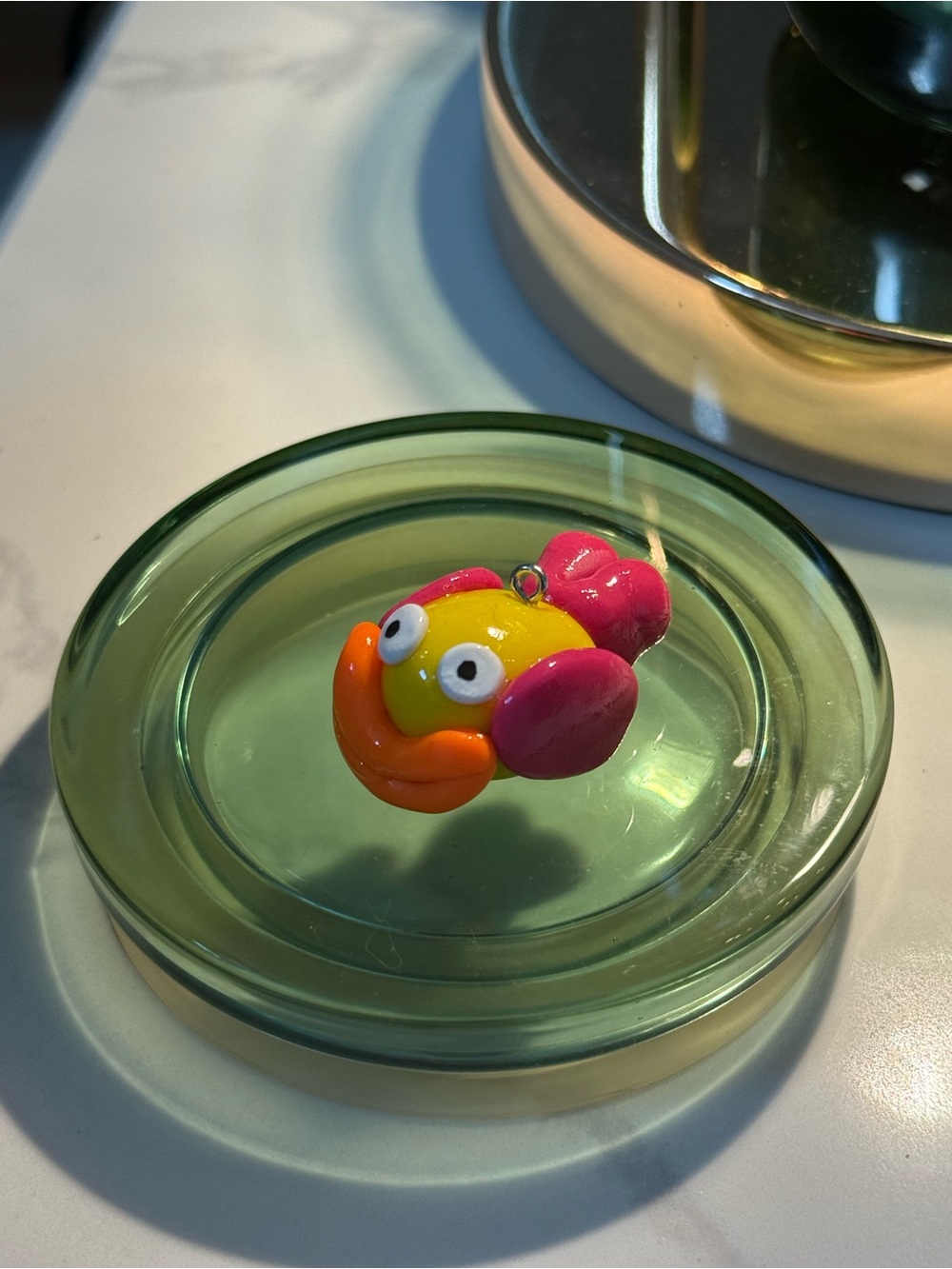Handmade Pink & Yellow Bird Charm